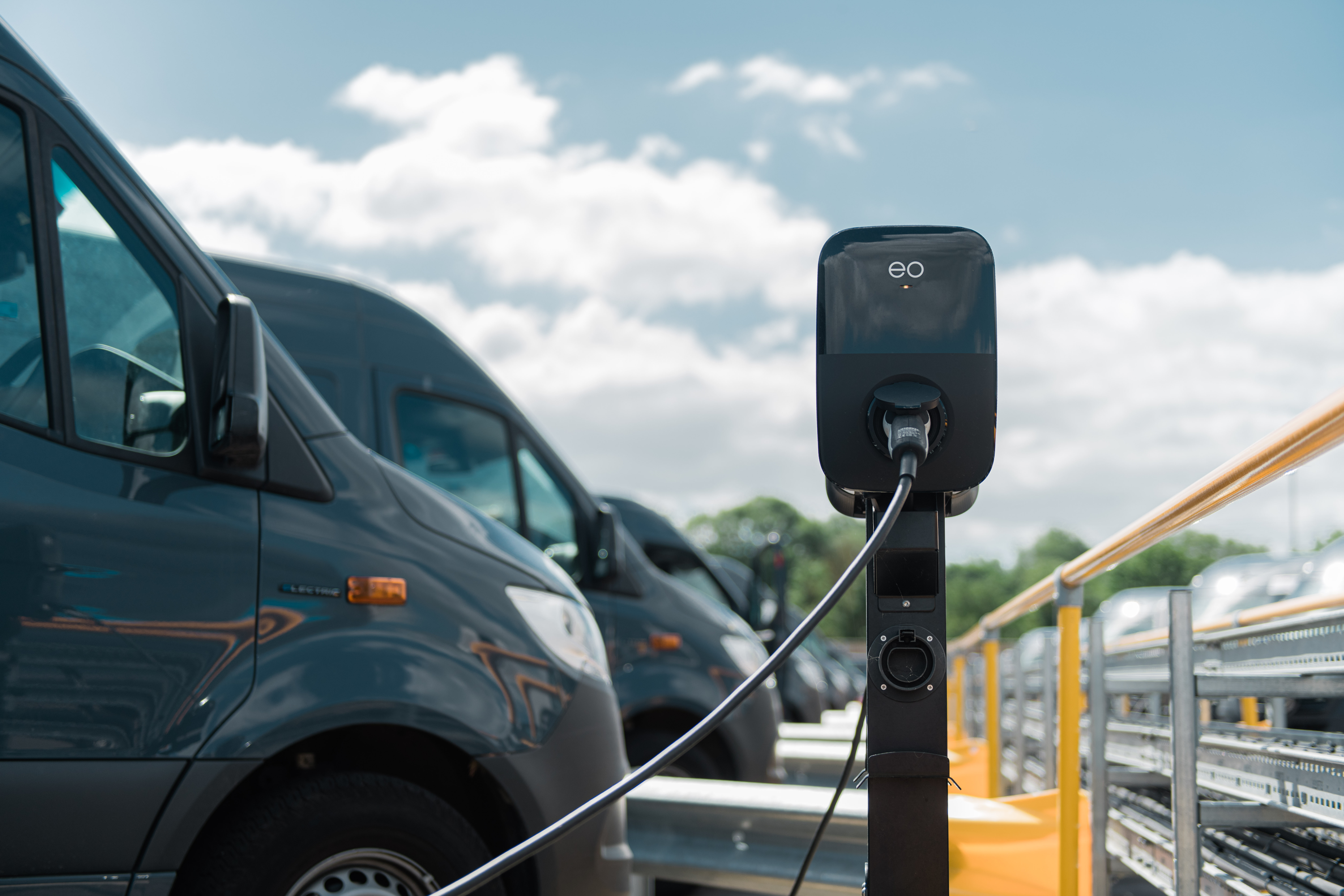 EO EV charger being used at a depot