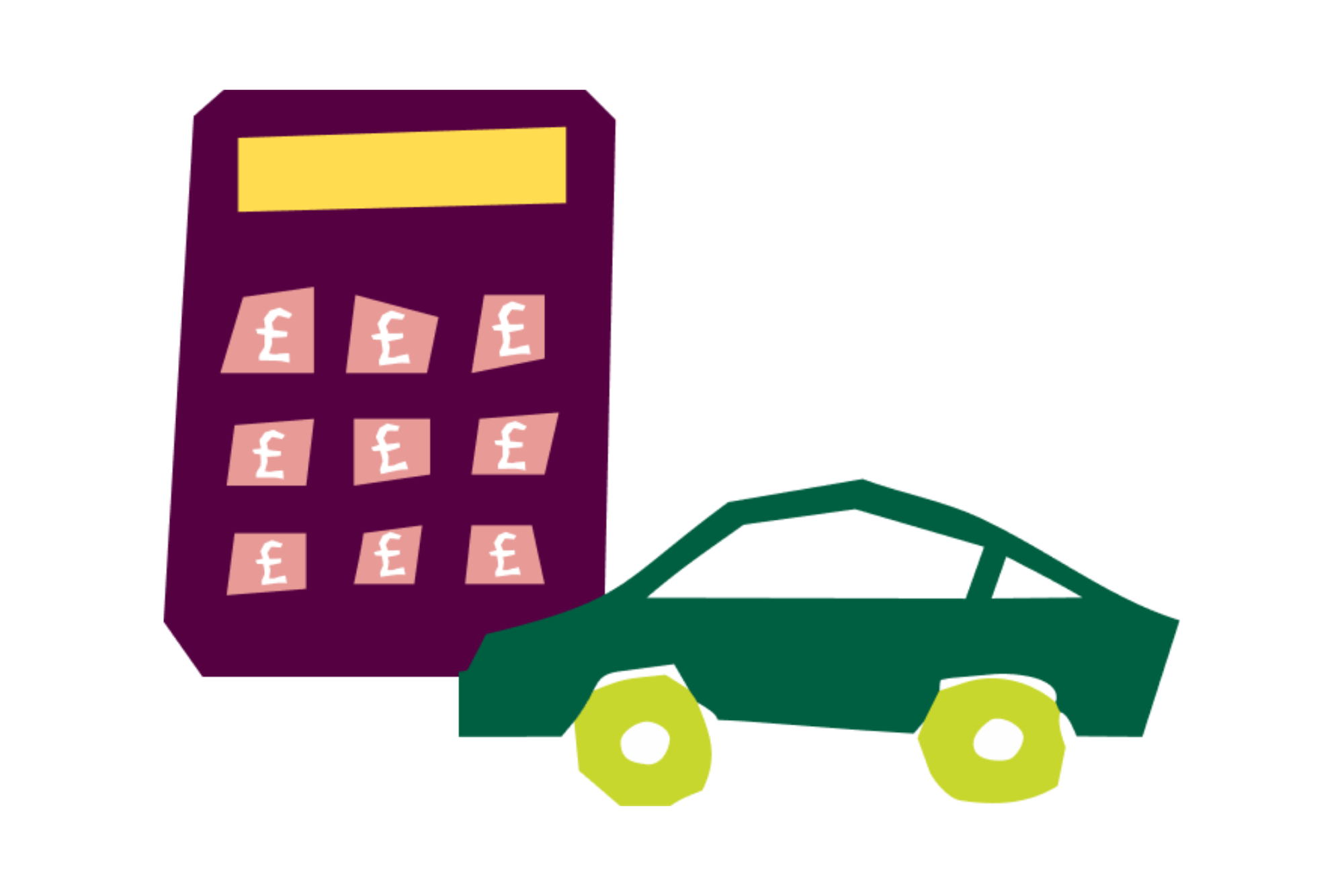 illustration of car with calculator