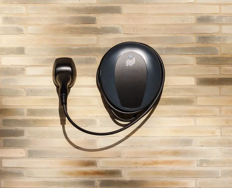 tethered pod point ev charger on wall