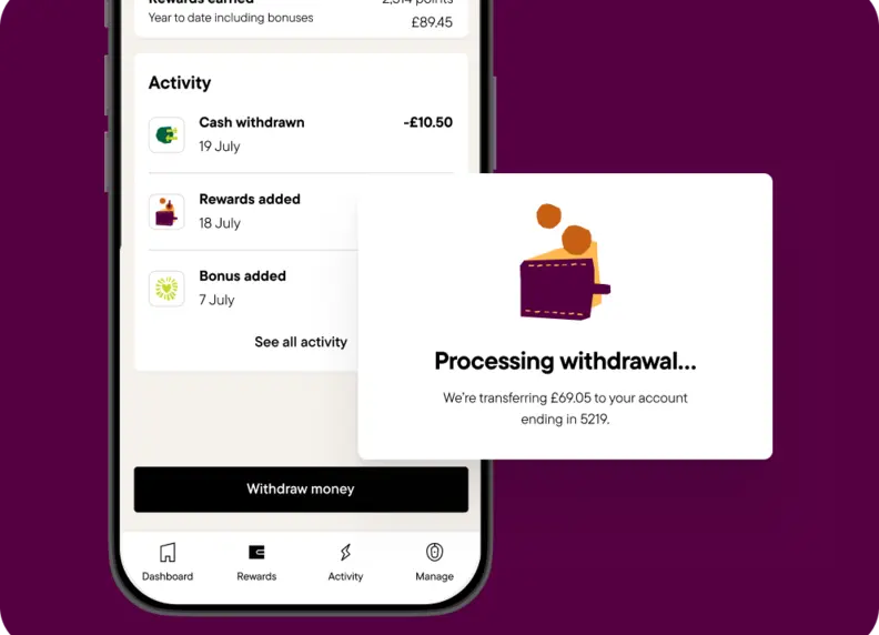 Pod Home app screen showing wallet screen