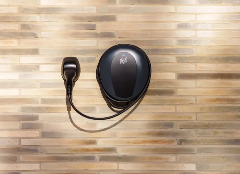 pod point tethered charger on wall 