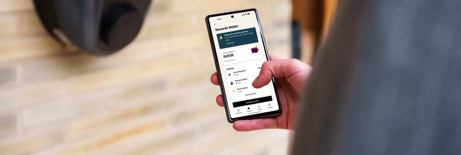 customer viewing virtual wallet in Pod Home app