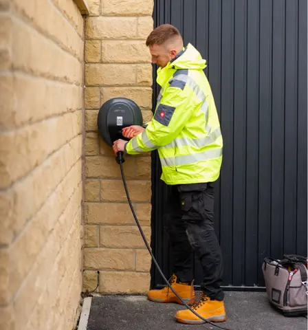 pod point installer installing a new pod point ev charger