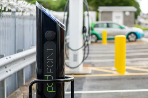 pod point twin charger installed at mid and west wales fire rescue service car park