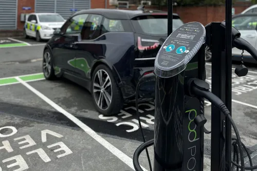 Close up of charging cable in Twin Charger 